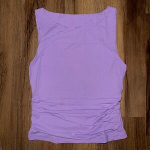 NIP ForeFair Women's Purple Boat Neck Crop Sleeveless Tank Cami  Sexy Top Large